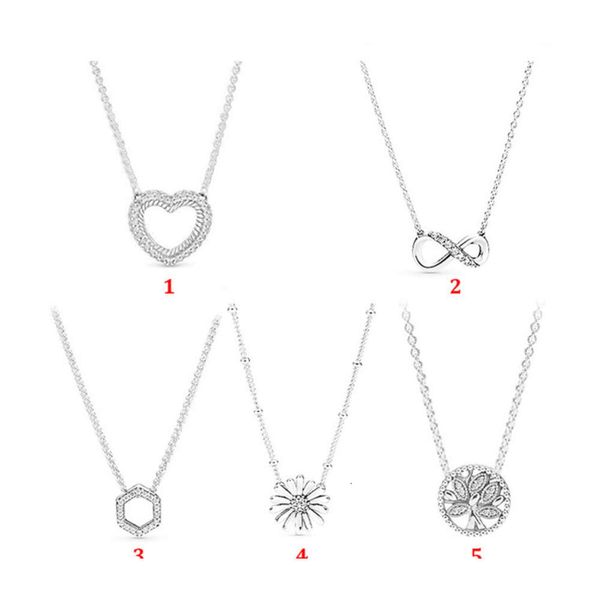 Colar Pandoras Cobre Branco Amor Fio Vazio Margarida Temperamento Personalidade Feminina Colar Corrente Versátil Colar de Corrente Básica Colar de encantos pandoras