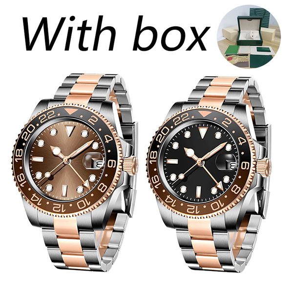 designer Dhgate Mens watch movimento GMT relógios para homens à prova d'água luminoso automático Super BP Factory 904L pulseira de aço inoxidável safira calendário root Beer watch