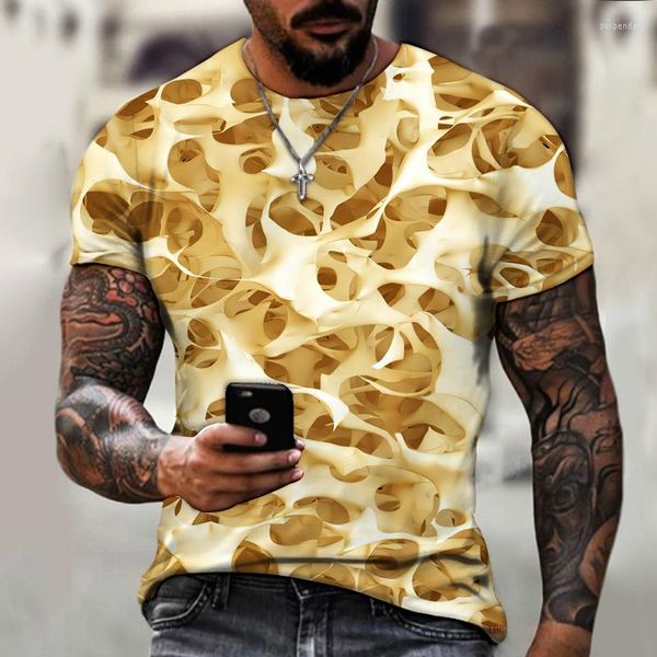 Camisetas masculinas 2023 Men's Summer Manga curta 3D Padring T-shirt Fashion Street Tamanho 6xl