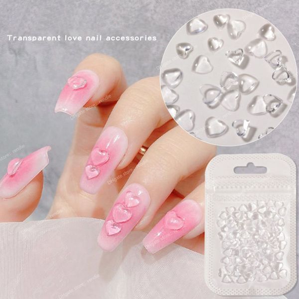 100 Stück/Beutel Nail Art Charms, transparenter flacher Boden, Liebesornament, Geleeharz, Diamant, Stereo, Wange ist rot, Kristall, Nagelkunst, Strasssteine, Dekorationen, Nagelkunstwerkzeuge