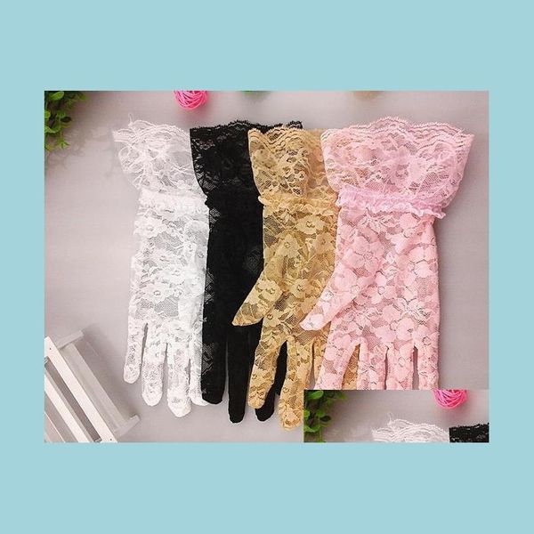 Luvas de decoração de festa Moda Lace Y Mulheres Lady Sheer Five Fingers SPF50 Drive Non Slip 5Colors Christmas Drop Drip Home Garde Dhwpj