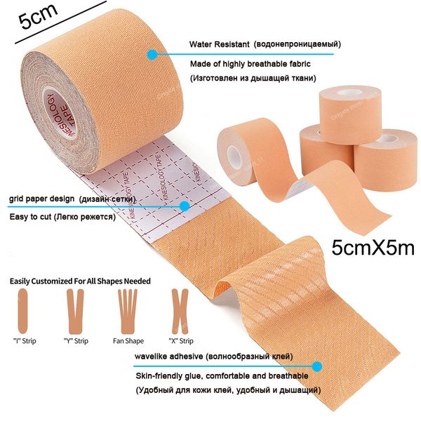 6 Stück Kinesiologie-Tape, sportliche Erholung, elastische Bänder, Fitnessstudio, Fitness-Verband, Jiont-Unterstützung, Muskelschmerzen, Linderung, Knieschoner, Sport, Sicherheit, Ellenbogen-Knieschoner, Fitness-Körper