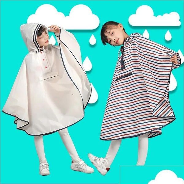 Regenausrüstung Kinder Regenmantel Kinder für Mädchen Jungen Niedliche wasserdichte Kapuze undurchlässige Kinderregenmäntel Kindermantel Er Poncho Regenbekleidung Drop Dhcwn