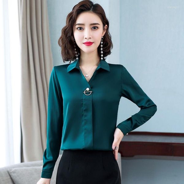 Damen Blusen Frühlingsgrün Shirt Frauen Vielseitig Langarm T-Shirt Chiffon Top Kleidung Crop Korean Plus Size Damen Damenmode