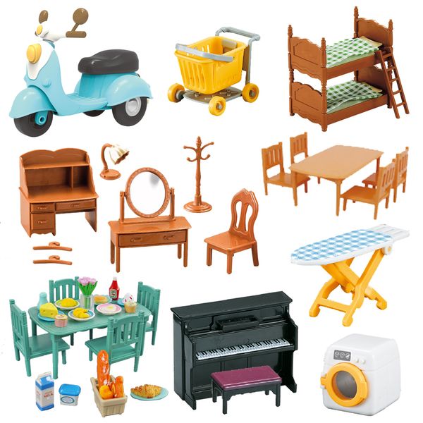 Kitchens Play Food Toys Doll 1 12 Forest Family Montessori-kompatibles Miniatur-Puppenhaus-Zubehör Möbel Pretend Gifts 230417