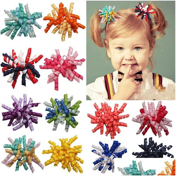 Haarschmuck Mode Lockiges Ripsband Seil Baby Mädchen Bands Geschenke Wellenpunkt Regenbogen Säuglingsgummi Drop Lieferung Kinder Mater Dh9Ih