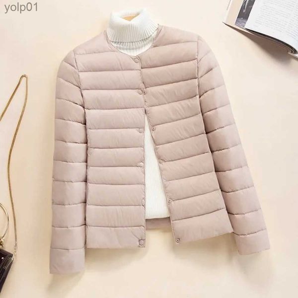 Piumino da donna 2023 Piumino da donna Autunno Inverno Solido ultraleggero Piumini leggeri caldi 90% piumino d'anatra bianco O-collo con scollo a VL231118