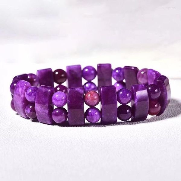 Оптовая оптовая оптовая фиолетовая дракон -кристаллевые бусинки ручной ряд родов в феврале для женщин мужские браслеты Jewelry Joursneige