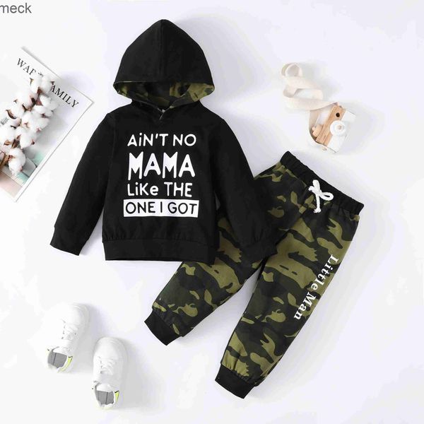 Kleidungssets 1-6 Jahre Kind Jungen Kleidungsset schwarz Langarm Hoodie + Tarnhose Kinder Babymode Frühlingskleidung Anzug