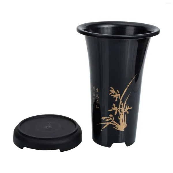 Dekorative Blumentöpfe Orchideentopf Blumengärtnerei Container Vase Kunststoff Blumentöpfe Innenbepflanzung Stil chinesische Eimer geschlitzte Pflanzgefäße