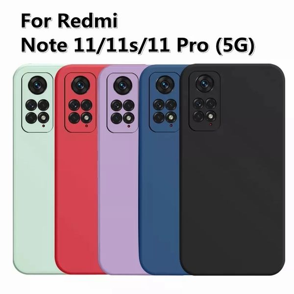 Xiaomi Redmi için Sıvı Silikon Telefon Kılıfı Note 11 Pro 5G 11s Xiaomi için Telefon Kapağı Kırmızı MI Note11 12 Pro Koruyucu Geri Kılıf