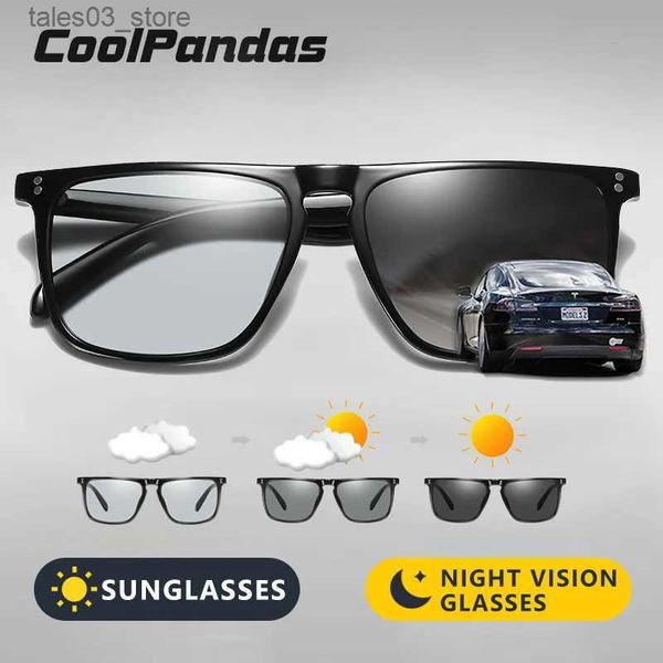 Óculos de sol marca designer rebite quadrado fotocromático polarizado óculos de sol tony stark homens mulheres retro óculos de sol unisex gafas de sol hombre q231118