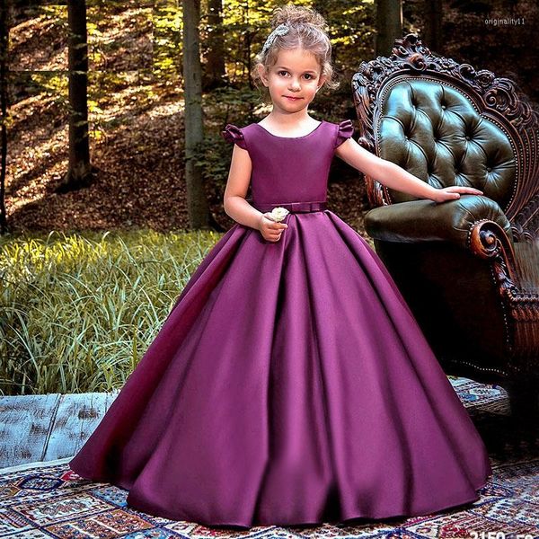 Girl Dresses Piano Performance Children Princess Long Skirt Autumn Flower 2023