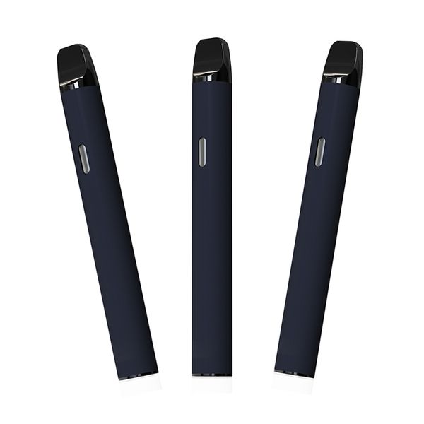 Siyah Tek kullanımlık Vape Pens 2.0ml Boş Buharlaştırıcı E Sigara 350mAh Şarj Edilebilir Pil Boş Pod Başlangıç ​​Kiti Kapaklar Seramik Bobinler USB Port ABD Stok Kalın Yağ