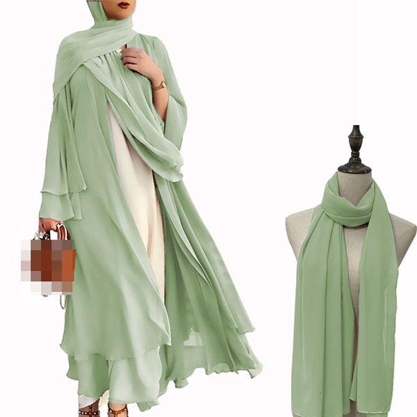 Abbigliamento etnico Ramadan Hijab Abito per donna Islam Femme Abiti modesti Eid Abito musulmano Open Dubai Abaya Kimono Turchia Kaftan Robe 230417