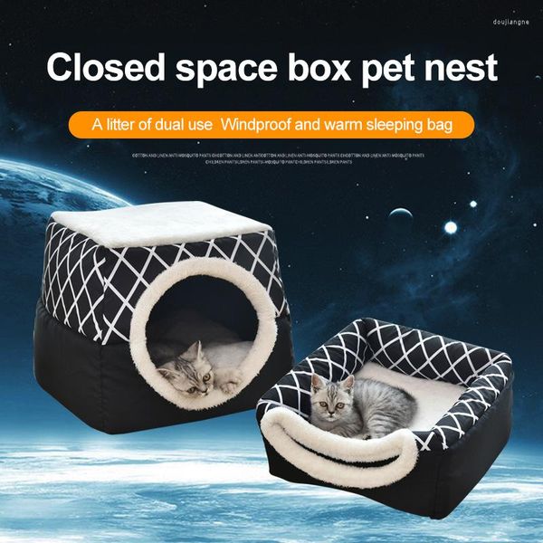Кровати для кошек теплой кровать для собак мягкий гнездо двойное использование спящая подушка зимнее уютное питомник для маленьких собак щенки