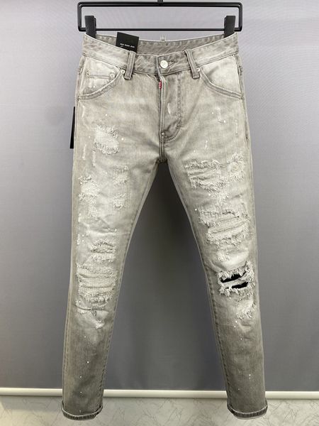 Designer Jeans lila Jeans Herren Jeans Coolguy Jeans Hip Hop Rock Moto Design zerrissener dünner Denim D 2 Grau Amirir Jean Ksubi Jeans Hose Baggy Jeans