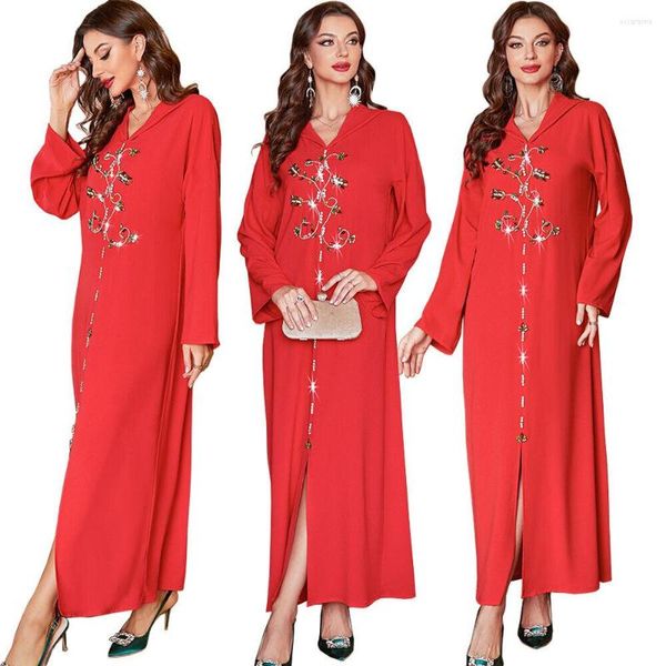 Abbigliamento etnico Donne marocchine Musulmane Abaya Abito lungo Dubai Party Jilbab Caftano Arab Robe Sarees Per in India