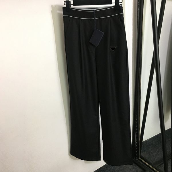 Pantaloni casual da donna Lettere di lusso Intrecciano pantaloni lunghi Leggings elastici in vita per esterni Pantaloni neri Pantaloni pagliaccetto taglie forti