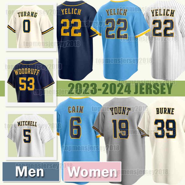 Christian Yelich Garrett Mitchell Jersey Robin Yount Beyzbol Milwaukee Brandon Woodruff Lorenzo Cain Brian Anderson Brewers Brice Turang Willy Adames Luis Urias