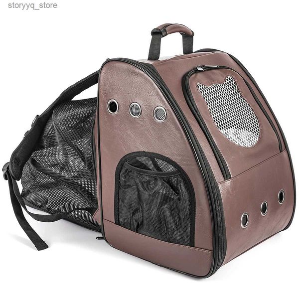 Gato portadores caixas casas grande mochila pet transportadora para gordura até 20 libras de volta expansível dobrável portátil saco veterinário q231117