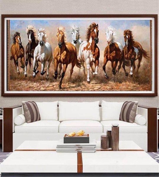 Dipinti Moderni su tela Pittura Sette cavalli bianchi Poster Stampa Immagine di arte della parete per soggiorno Camera da letto Decorativa Home Decor B4138592