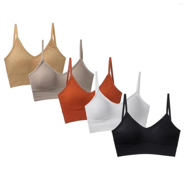 Roupa de ioga 5pcs confortável conforto respirável esportes acolchoados mulheres estrias coletes de sutiã Sleep Sleep Wireless Bras Tank Sport Drop