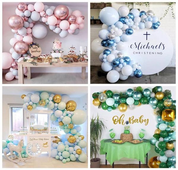 Macaron balão corrente casamento festa de aniversário decoração crianças chá de bebê balão guirlanda arco kit 1º aniversário balão azul conjunto f14922065