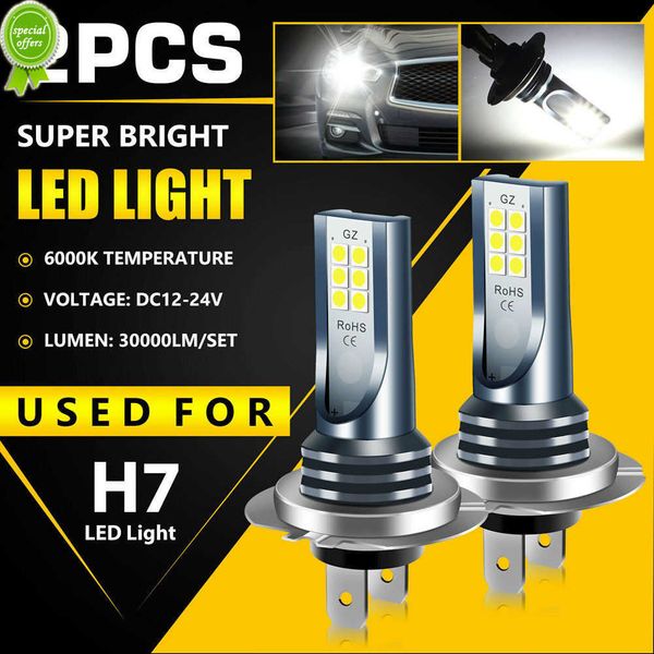 Yeni 2pcs 12V 24V H7 LED Far Araba Süper Parlak Yüksek Düşük Kiriş Sis Ampulleri 30000LM 6000K Beyaz IP67 Otomatik Aydınlatma