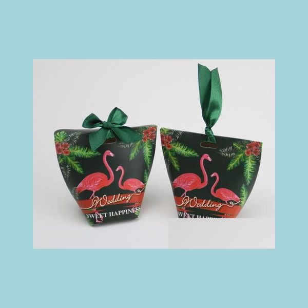 Confezioni regalo Sacchetti di carta Kraft Fenicottero Evento Regali per feste Hawaii Imballaggio Bomboniere Bomboniere Addio al nubilato Decorazione da tavola Rose Gr Dhhly