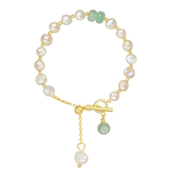 Strand Fili di perline Moda coreana Bracciale di perle d'imitazione Catena d'oro Per le donne Gioielli da sposa semplici Regalo di viaggio in Boemia