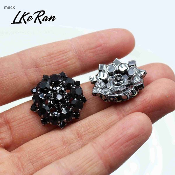 Knopf Haarspangen Haarspangen NEU 10 Stück 22 MM Alle Schwarz Metall Strass Knöpfe Schaft Diamante Zubehör DIY für Hochzeitsdekoration Nähen Kleidung Knöpfe