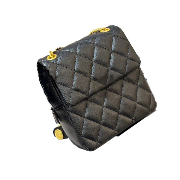 Kaviar Textur Rindsleder Vintage Diamantkette Rucksack kleine quadratische Tasche Schultasche