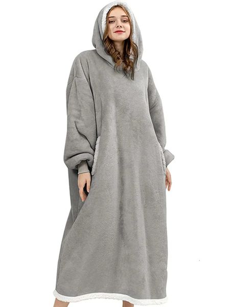 Женские толстовки с капюшоном, одеяло, зимнее теплое шерстяное оверсайз с длинными рукавами, женские модные плюшевые 231118