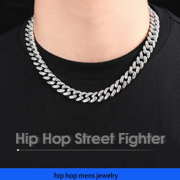 Hip-Hop-Halskette für Herren Goldkette vereisten kubanischen Ketten 12 mm minimalistische Hip-Hop-Bestellung für Männer und Frauen