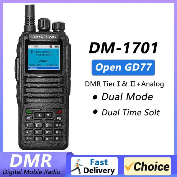 Рация Baofeng DMR DM 1701 Open GD77, двухрежимная аналоговая цифровая двусторонняя радиосвязь, уровень 1, 2 временных интервала, любительский диапазон DR 1801 231117