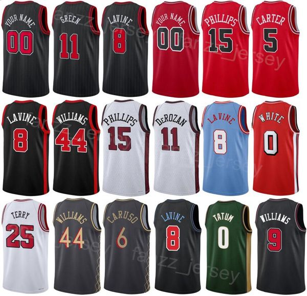 Maglia da basket stampata Zach LaVine Jersey 8 Coby White 0 Nikola Vucevic 9 Patrick Williams 44 Alex Caruso 6 DeMar DeRozan 11 Guadagnato Nome personalizzato Numero Uomo Donna