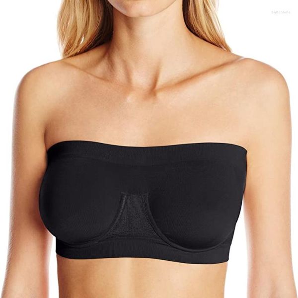 Bustiers Korsetts Damen Einfarbiges Röhrenoberteil Sexy Push-Up-BH Tank Trägerlos Anti-Rutsch-Unterwäsche Atmungsaktive Crop-Dessous