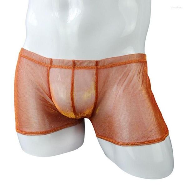 Mutande Intimo da uomo sexy Vita bassa Pantaloncini da boxer traspiranti in rete ultrasottile trasparente Lingerie Mutandine erotiche Boxer maschili