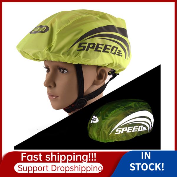Cappelli da esterno 1 pz Copertura impermeabile per casco da bicicletta universale con striscia riflettente Ciclismo MTB Bici da strada Accessori per bici da pioggia 230418