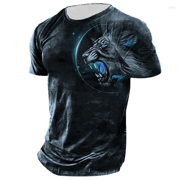 Camisetas masculinas camisetas 3d de leão masculino