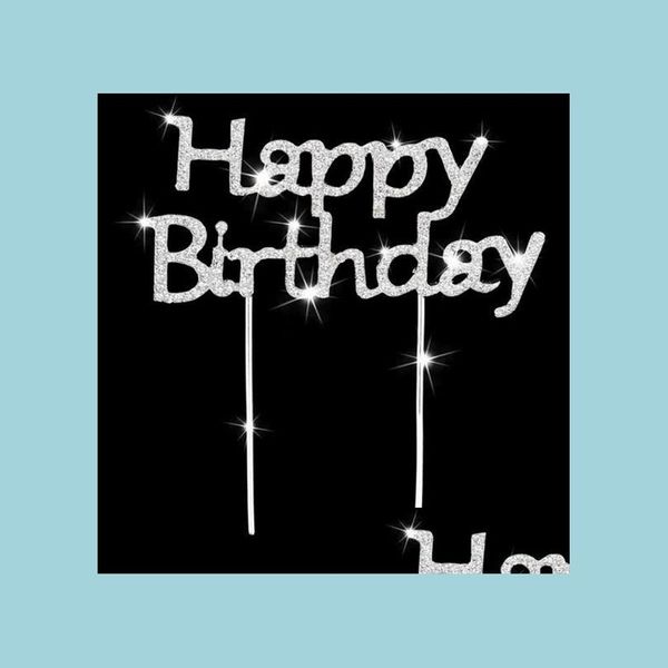 Party Favor Glänzender Strass Happy Birthday Cake Topper Plug Letters Design Kristall Pick Stick Dekoration für Drop Delivery Home Gar Dhlcf