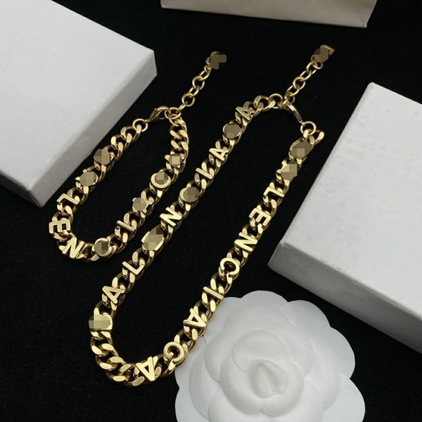 Collana hip-hop sfrenata selvaggia con lettera cubana catena grossa uomini stile punk lucido non sbiadito braccialetto spesso set di gioielli firmati BBS3