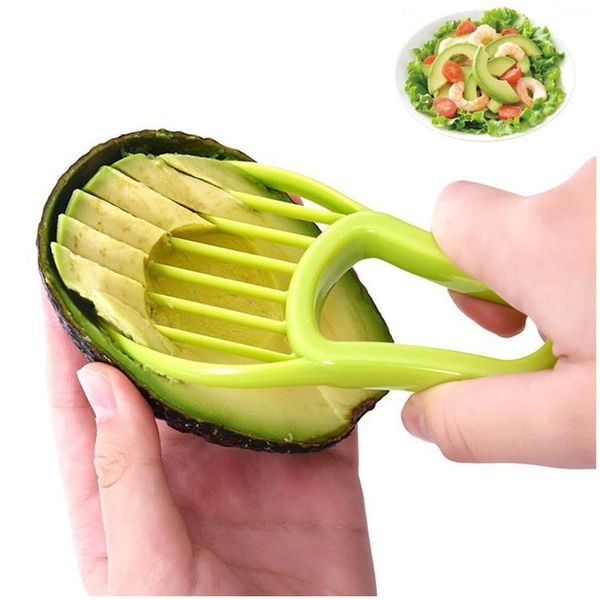 Utensili per frutta e verdura 3 in 1 Affettatrice per avocado Affettatrice per burro di karitè Pelapatate Pp Separatore Coltello in plastica Gadget da cucina Drop Delive Dhtgb