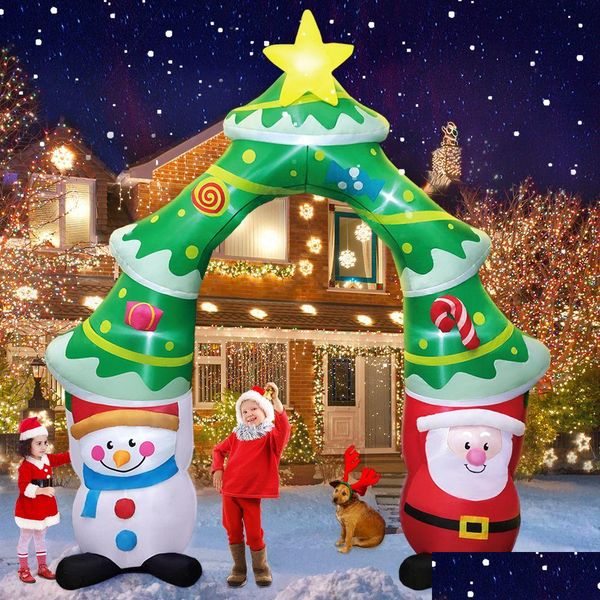 Weihnachtsdekorationen Weihnachtsmann Aufblasbare Dekoration für Zuhause Outdoor Weihnachten Elch Pling Schlitten Schneemann Dekor Hof Garten Party Bogen Dhw0U