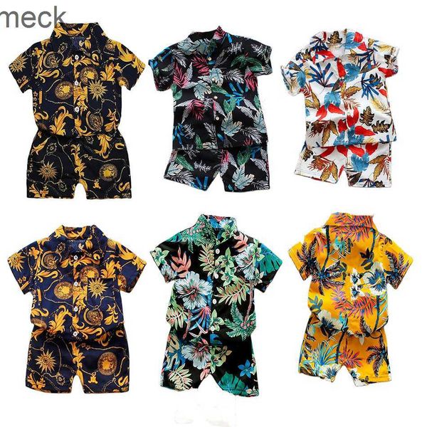 Наборы одежды купольные камеры мальчики мальчики с цветочной печатной одеждой наборы летняя рубашка с коротким рукавом p ants2 pcsg entleman1 2 3 4 5 y earc hildrenh olidayb