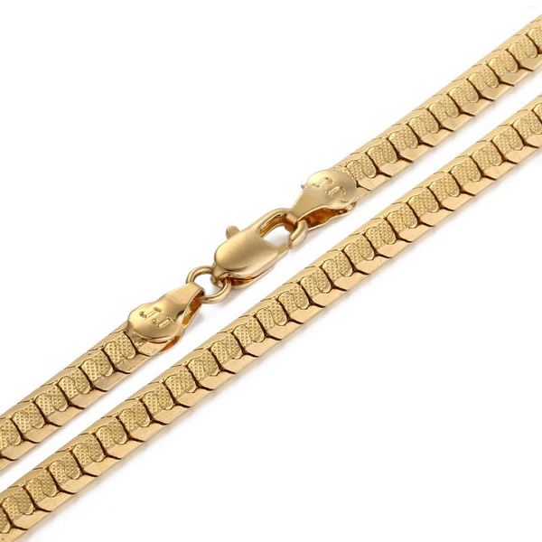 Catene 5mm Scale Nugget Link Chain Collana color oro giallo per donna Uomo GN159
