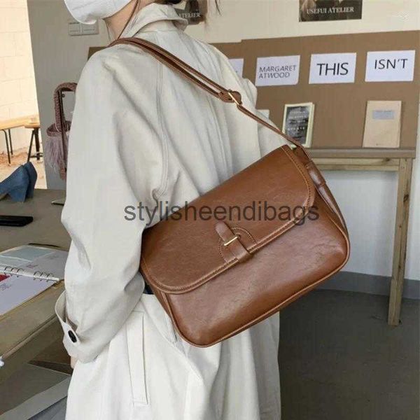 Bolsas de ombro vintage mensageiro para mulheres pu couro maleta senhoras crossbody saco moda simples bolsas femininas tote pursesstylisheendibags