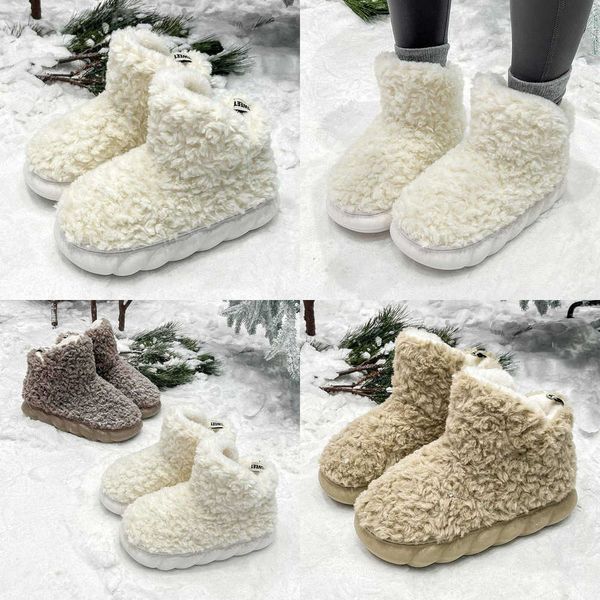Botas de qualidade Chinelos de algodão envoltos em salto para mulheres que usam neve ao ar livre no inverno Isolamento de pelúcia para uso doméstico antiderrapante simples sola grossa