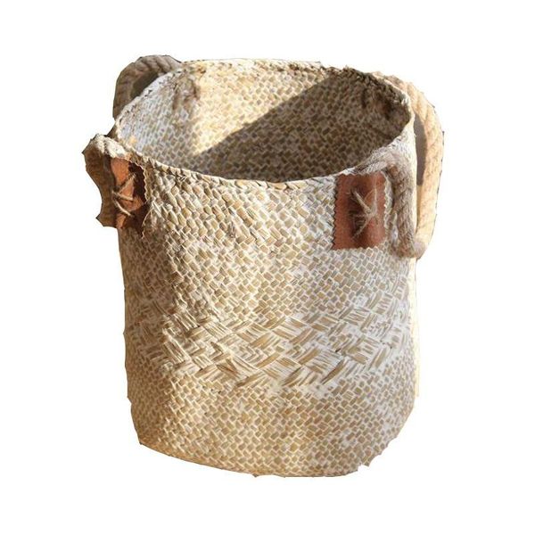 Plantadores Potes Criativo Pendurado Rattan Pots Seagrass Tecido Cestas de Armazenamento Jardim Flor Vaso Plantador Potted Organizador Home Lavanderia B DHCJX